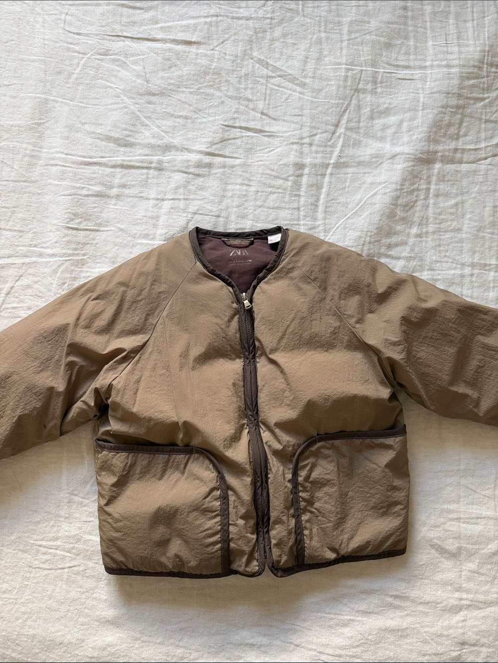 Zara Kids Tan/Brown Quilted Puffer Jacket Size 2/3T